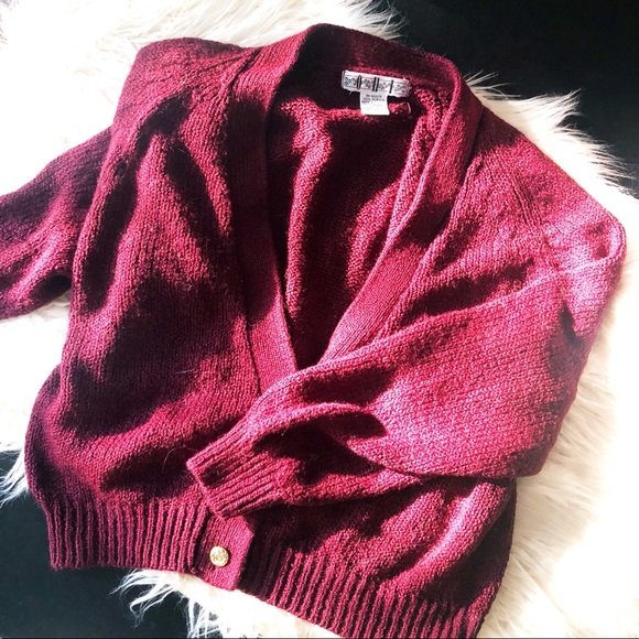 OHI Sweaters - OHI Vintage Wine Chunky Button Up